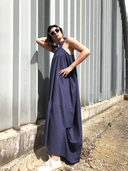 linen maxi dress, long linen dress, blue linen dress, linen tunic dress, summer maxi dress, women's maxi dress, linen clothing, linen dress