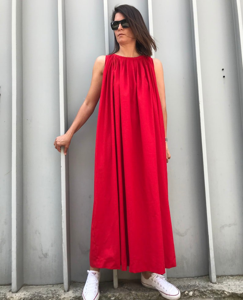 red linen dress, sleeveless maxi dress, red linen maxi dress, plus size dress, red maxi dress, women's red dress, red maxi dress, maxi dress