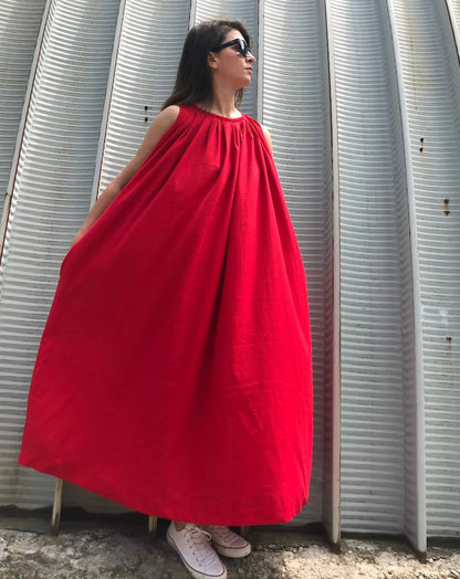 red linen dress, sleeveless maxi dress, red linen maxi dress, plus size dress, red maxi dress, women's red dress, red maxi dress, maxi dress