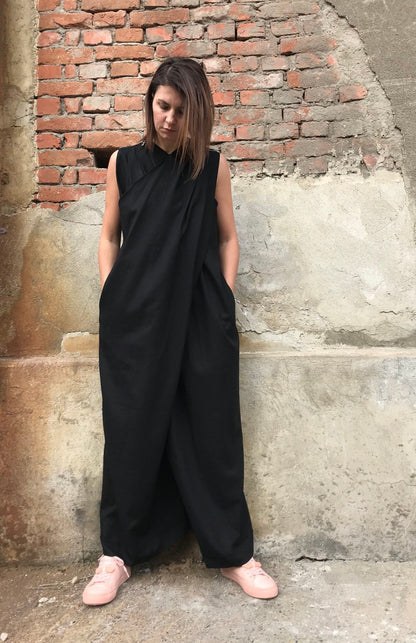 Loose Linen Jumpsuit, Black Linen Jumpsuit, Women Linen Jumpsuit, Summer Linen Jumpsuit, Linen Clothing, Loose Fit Jumpsuit