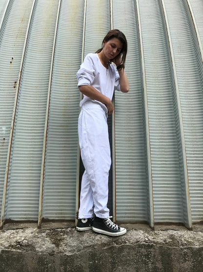 Women Linen Jumpsuit, Linen Jumpsuit, White Linen Jumpsuit, Women Romper, Minimalist Jumpsuit, Women Harem Pants, Harem Linen Jumpsuit,White