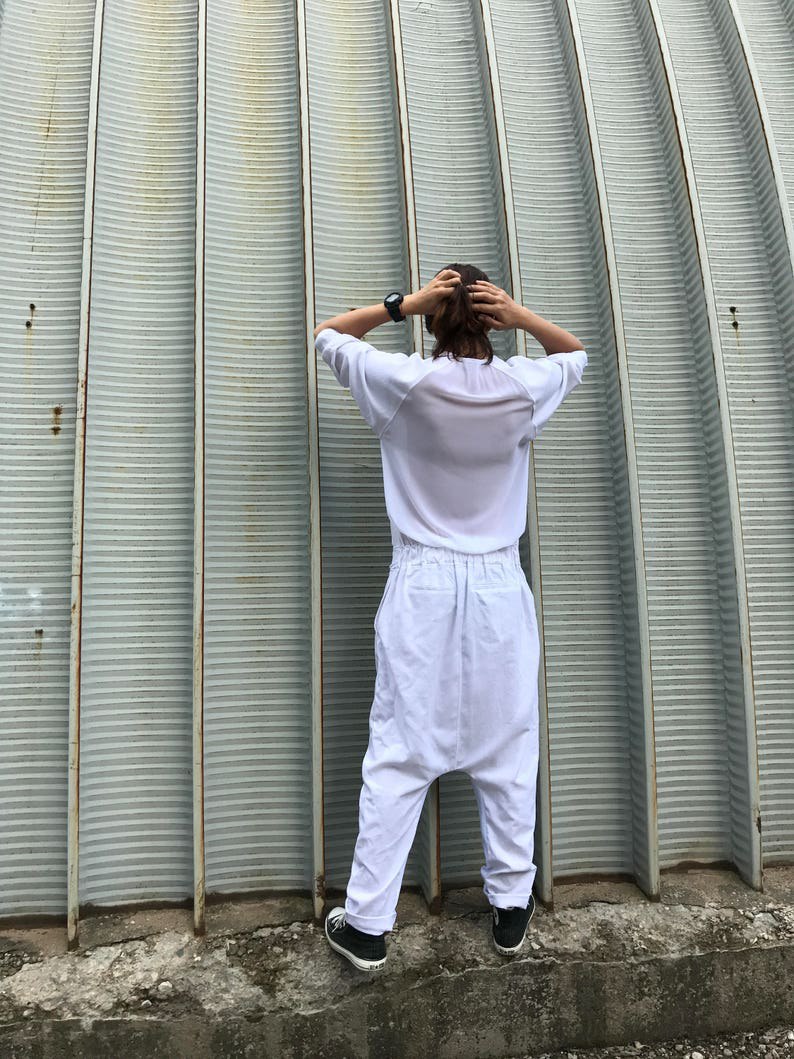 Women Linen Jumpsuit, Linen Jumpsuit, White Linen Jumpsuit, Women Romper, Minimalist Jumpsuit, Women Harem Pants, Harem Linen Jumpsuit,White