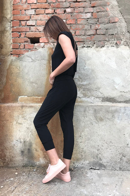 Open Back Jumpsuit, Casual Jumpsuit, Jumpsuit Leggings, Black Summer Jumpsuit, Pocket Jumpsuit, Short Sleeves Romper, Festival Clothing