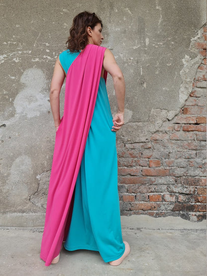 wide leg jumpsuit, two color jumpsuit, fun summer jumpsuit, women's summer jumpsuit, comfortable jumpsuit, luxury jumpsuit, women's jumpsuit