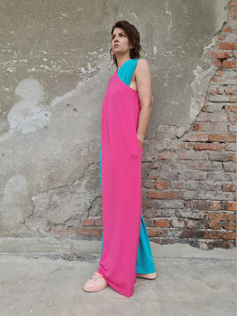 wide leg jumpsuit, two color jumpsuit, fun summer jumpsuit, women's summer jumpsuit, comfortable jumpsuit, luxury jumpsuit, women's jumpsuit
