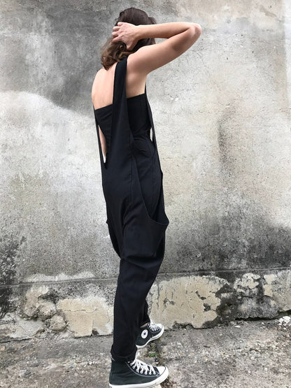 women's jumpsuit, linen jumpsuit, linen romper, drop crotch jumpsuit, women's jumpsuit, casual jumpsuit, gothic clothing, plus size jumpsuit