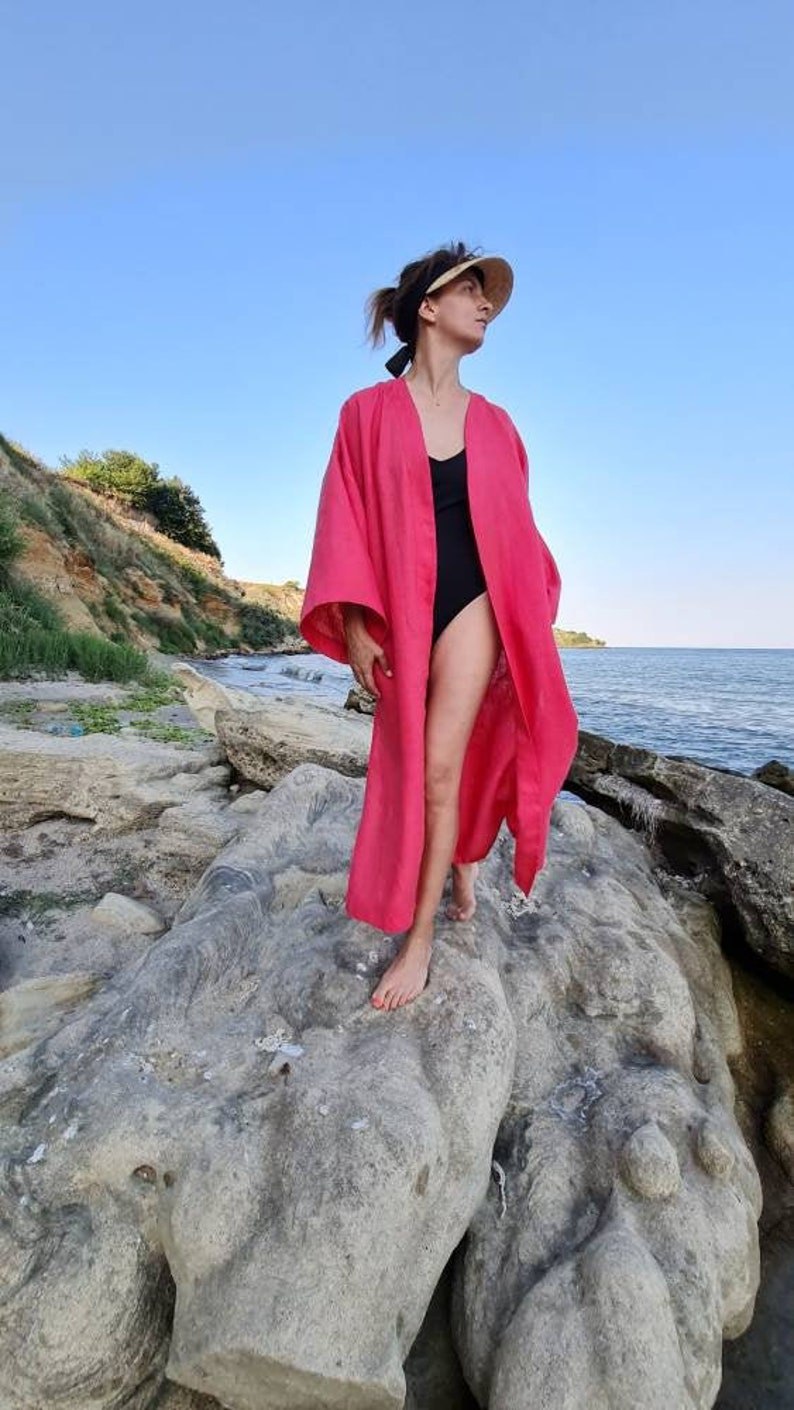 Linen kimono, women's linen kimono, long linen kimono, linen kimono jacket, linen kimono shirt,