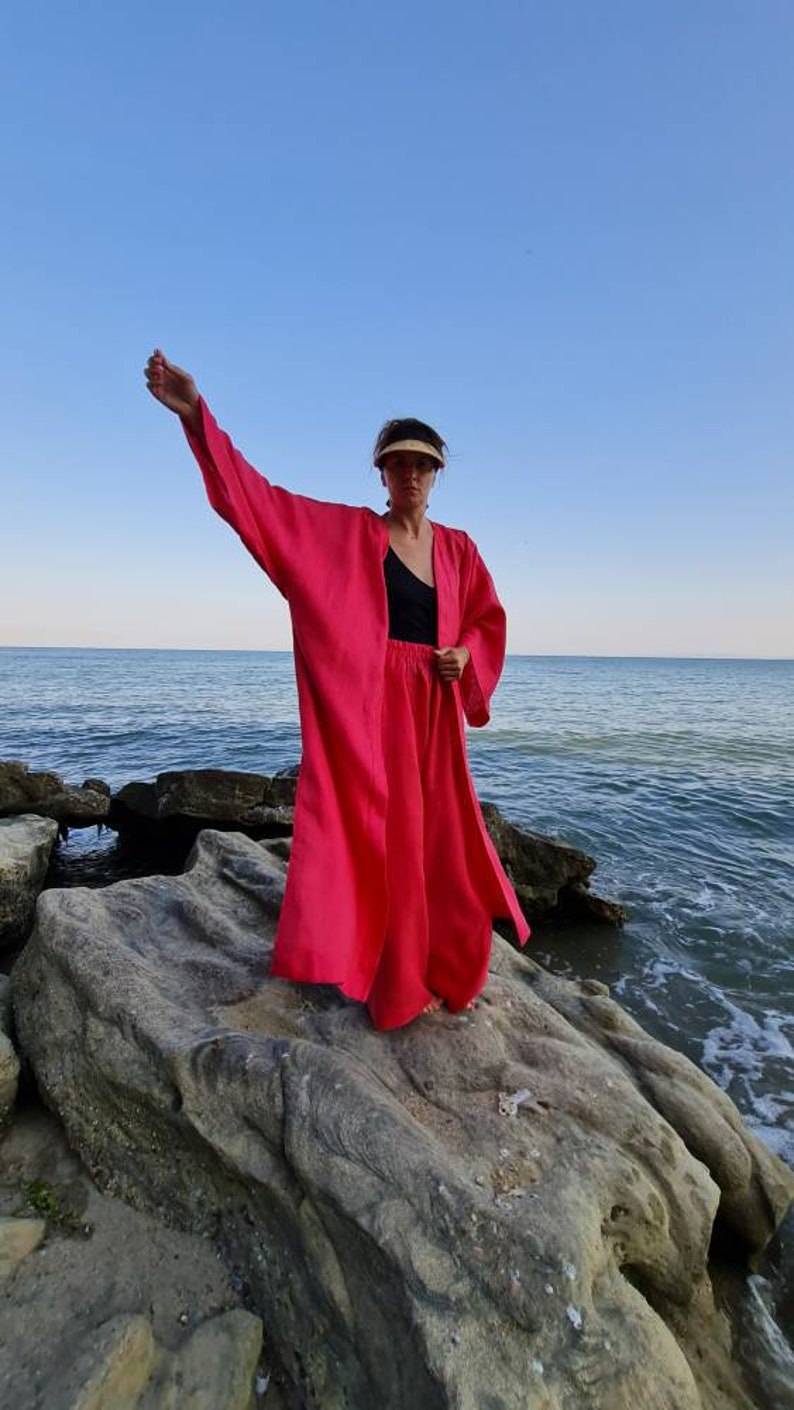 Linen kimono, women's linen kimono, long linen kimono, linen kimono jacket, linen kimono shirt,
