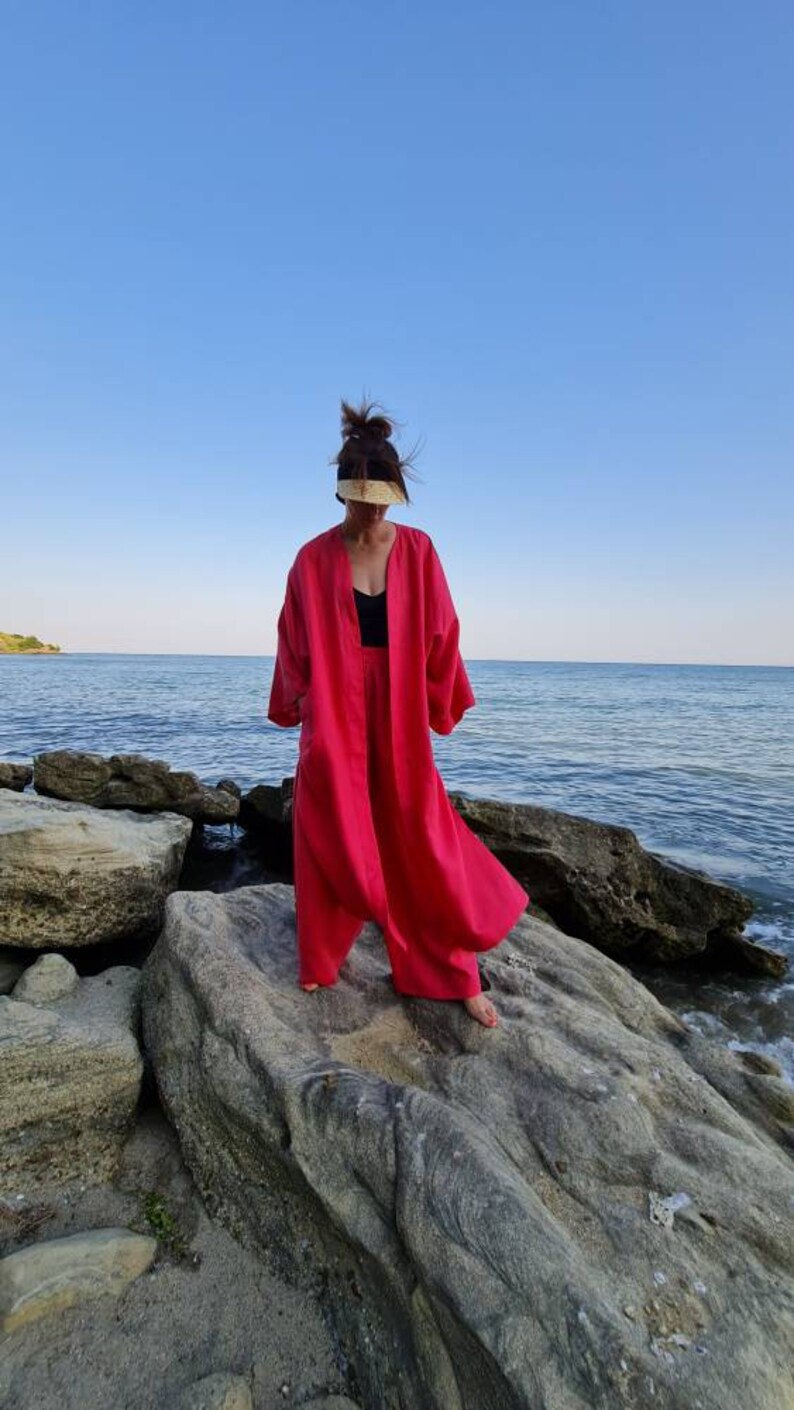 Linen kimono, women's linen kimono, long linen kimono, linen kimono jacket, linen kimono shirt,