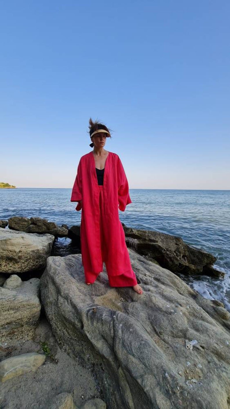 Linen kimono, women's linen kimono, long linen kimono, linen kimono jacket, linen kimono shirt,