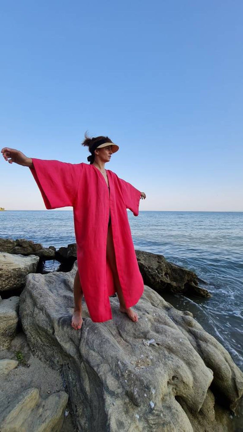 Linen kimono, women's linen kimono, long linen kimono, linen kimono jacket, linen kimono shirt,
