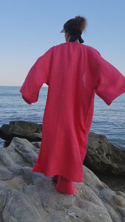 Linen kimono, women's linen kimono, long linen kimono, linen kimono jacket, linen kimono shirt,